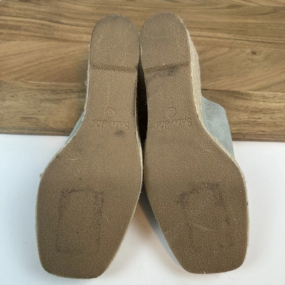 Womens Splendid Britt Teal Blue Leather Slip On Wedge Espadrille Sandals Size 10